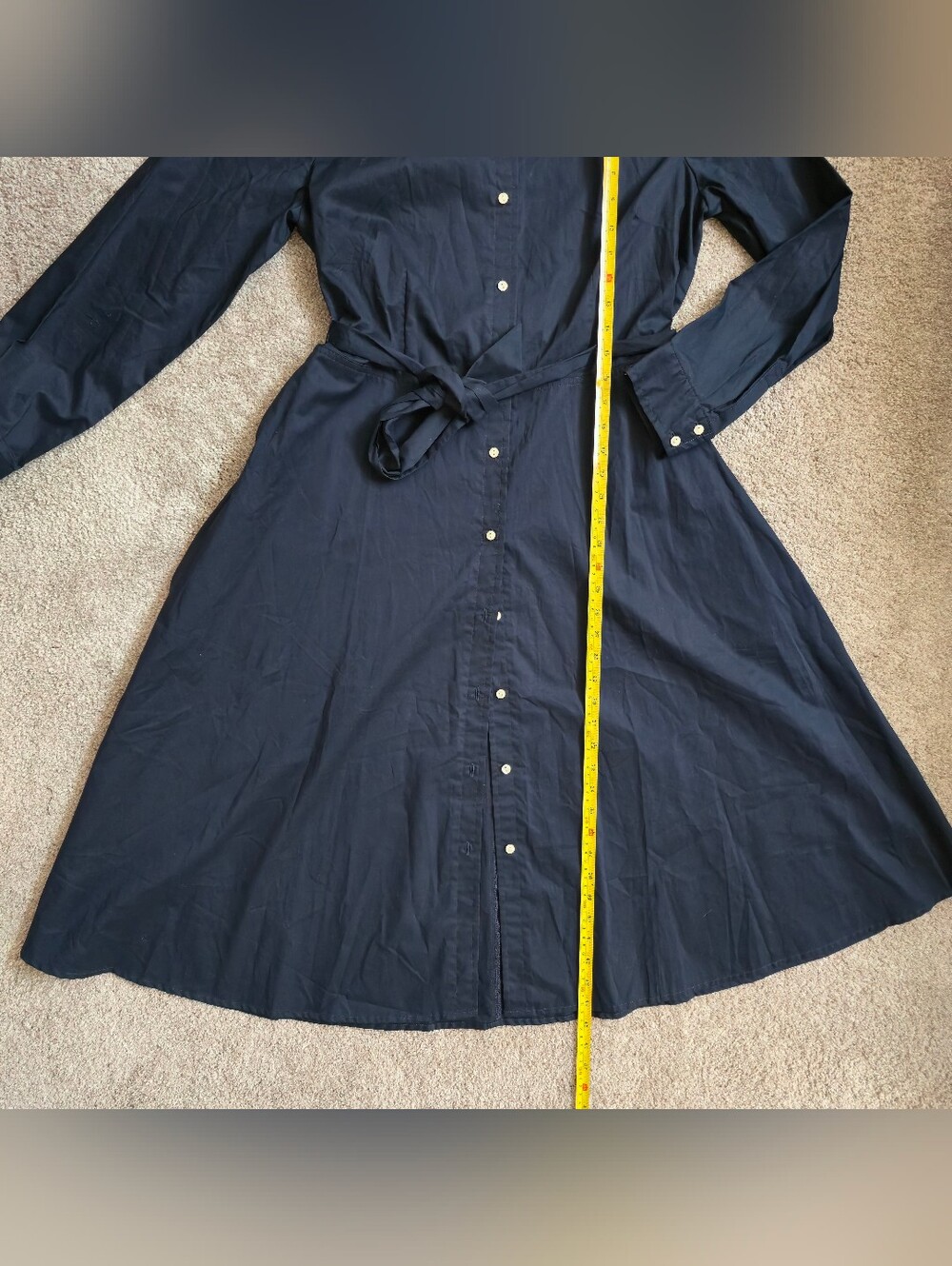New Navy Talbots shirt dress crisp cotton poplin fabric Tie Belt Size Large - Picture 12 of 13